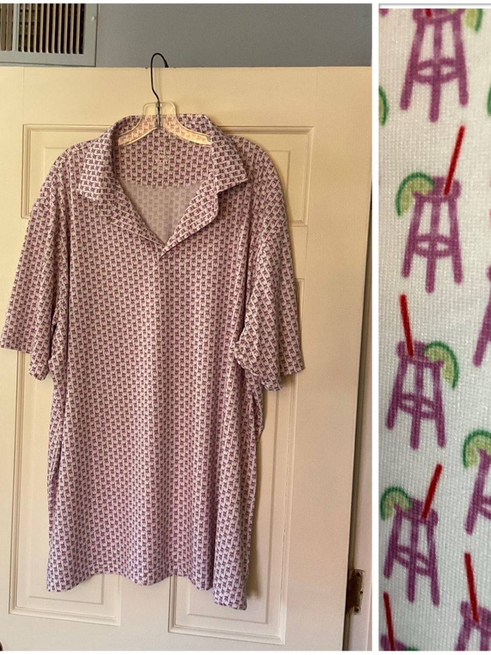 Rhoback Performance Polo Shirt Cocktail Stool Print Golf Men’s Size XXXL 3XL